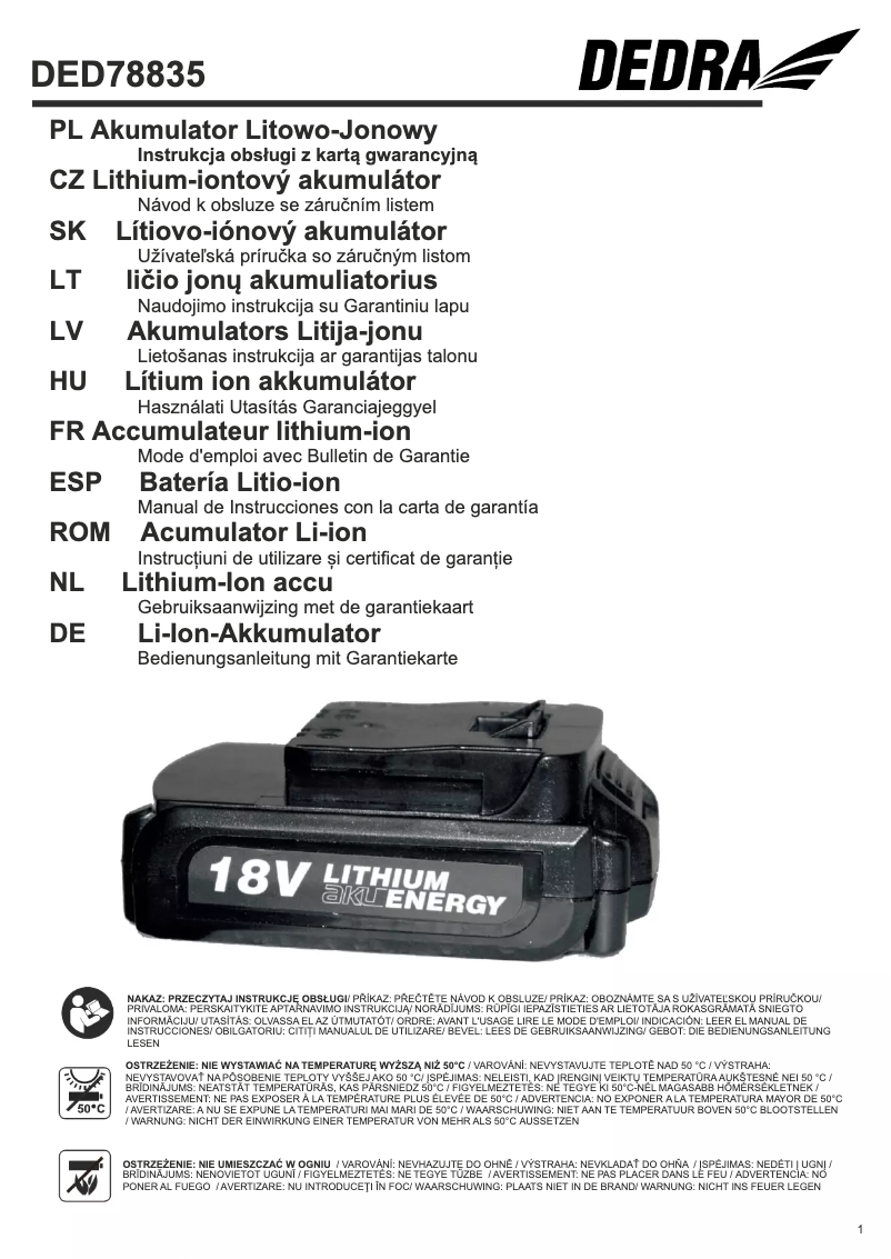 Page 1 of the manual User Manual DEDRA DED78835