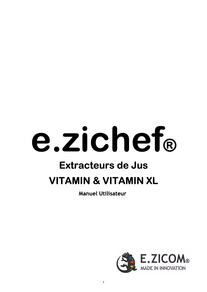 Page n°1 - Manuel utilisateur E.zicom Vitamin XL