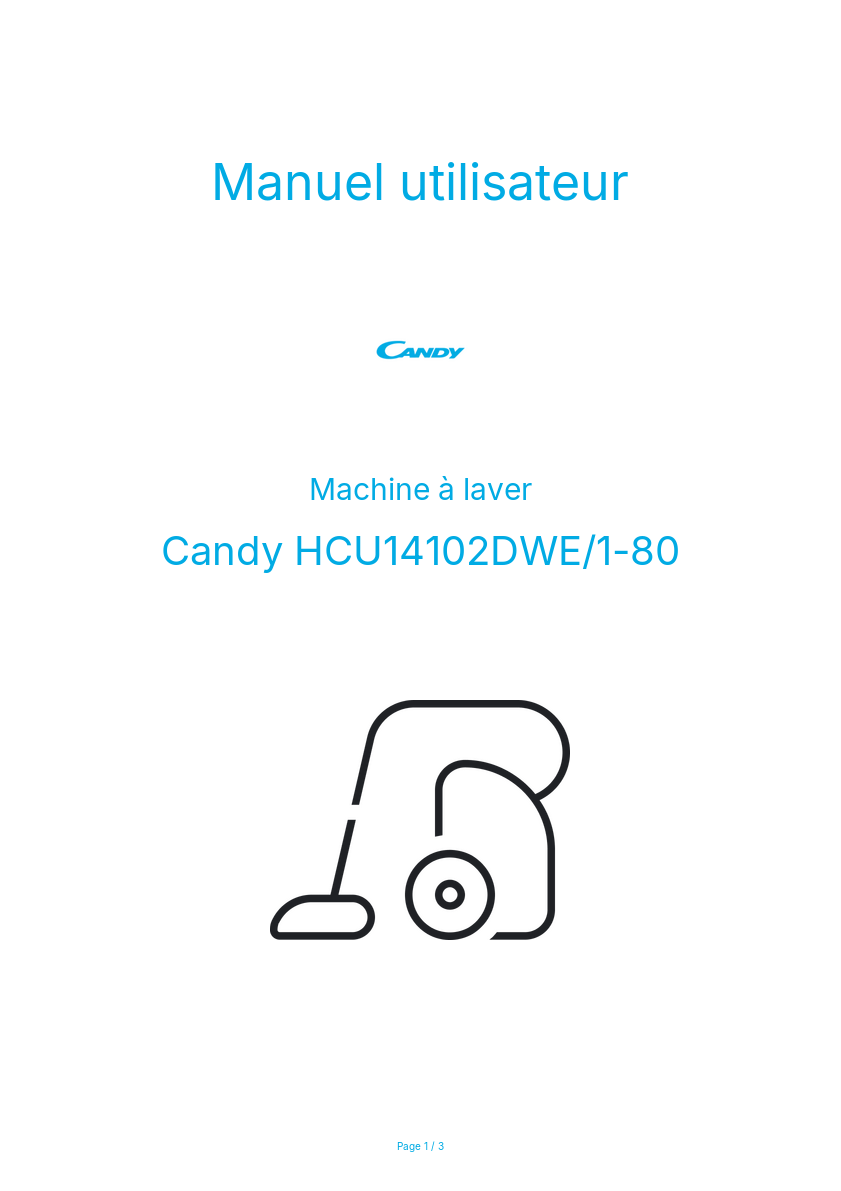 Page n°1 - Manuel utilisateur Candy HCU14102DWE/1-80