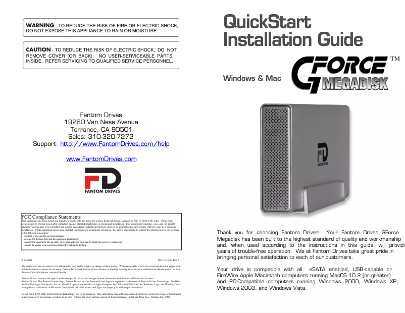 Page n°1 - Manuel utilisateur Fantom Drives GF2000T