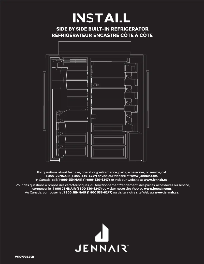 Page 1 de la notice Guide d'installation JennAir JS48SSDUDE