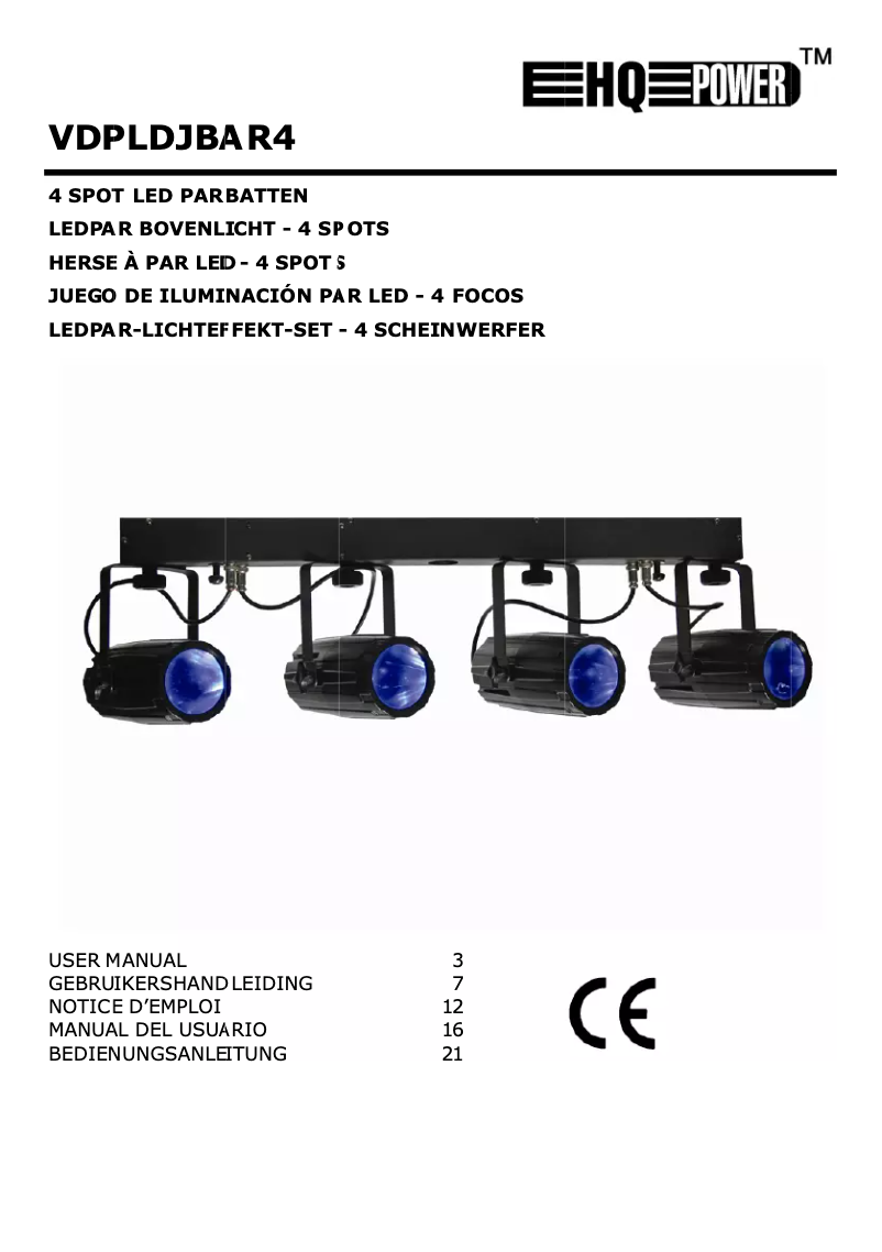 Page 1 de la notice Manuel utilisateur HQ Power Led Flower Batten
