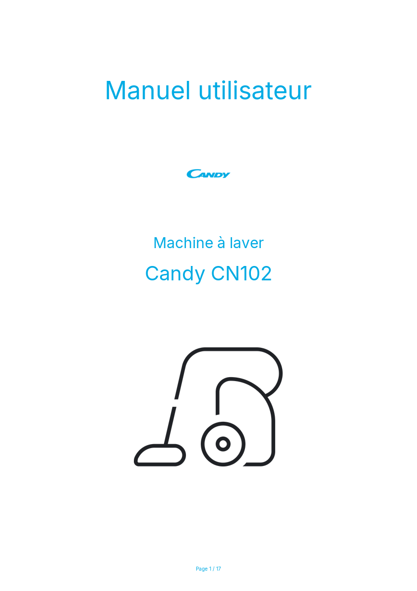 Page n°1 - Manuel utilisateur Candy CN102