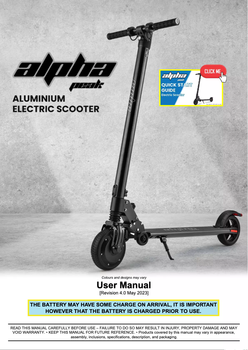 Page n°1 - Manuel utilisateur Alpha Peak