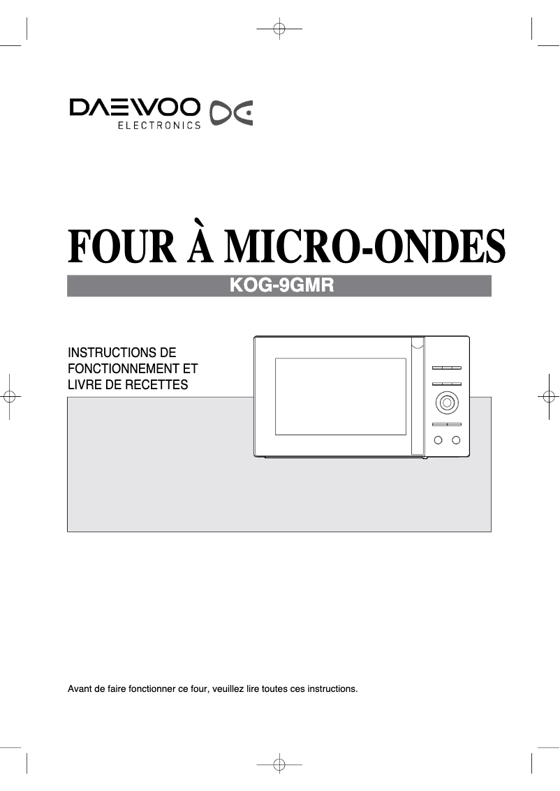 Page 1 de la notice Manuel utilisateur Daewoo KOG-9GMR