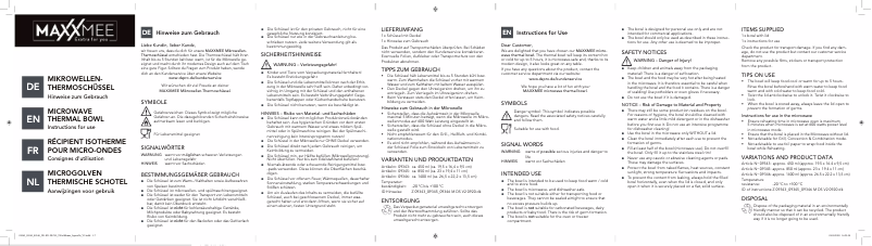 Page n°1 - Manuel utilisateur Maxxmee 09346