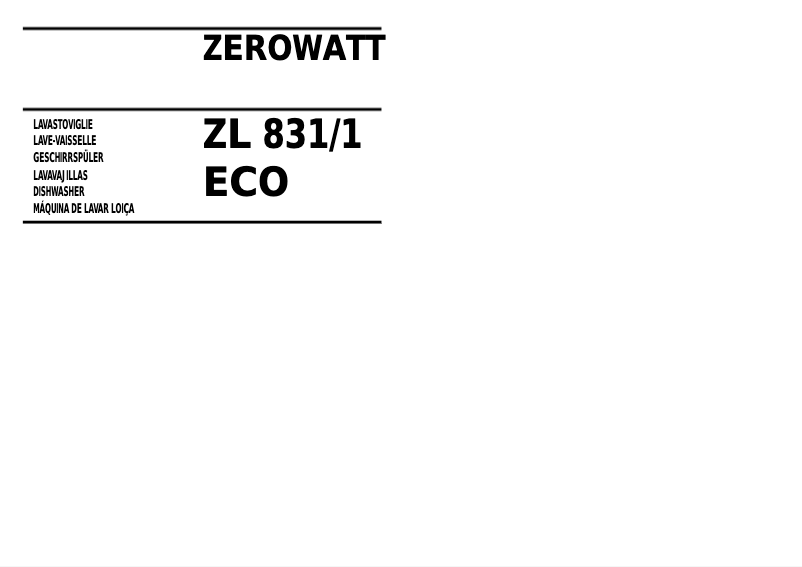 Page n°1 - Manuel utilisateur Zerowatt ZL 831/1 Eco