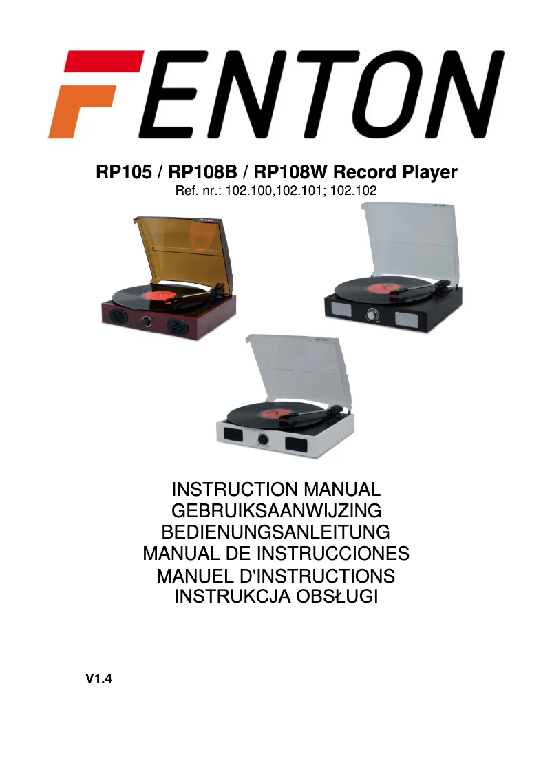 Page 1 de la notice Manuel utilisateur Fenton RP105