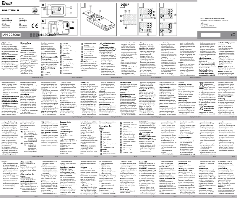 Page 1 de la notice Manuel utilisateur Crivit IAN 293000