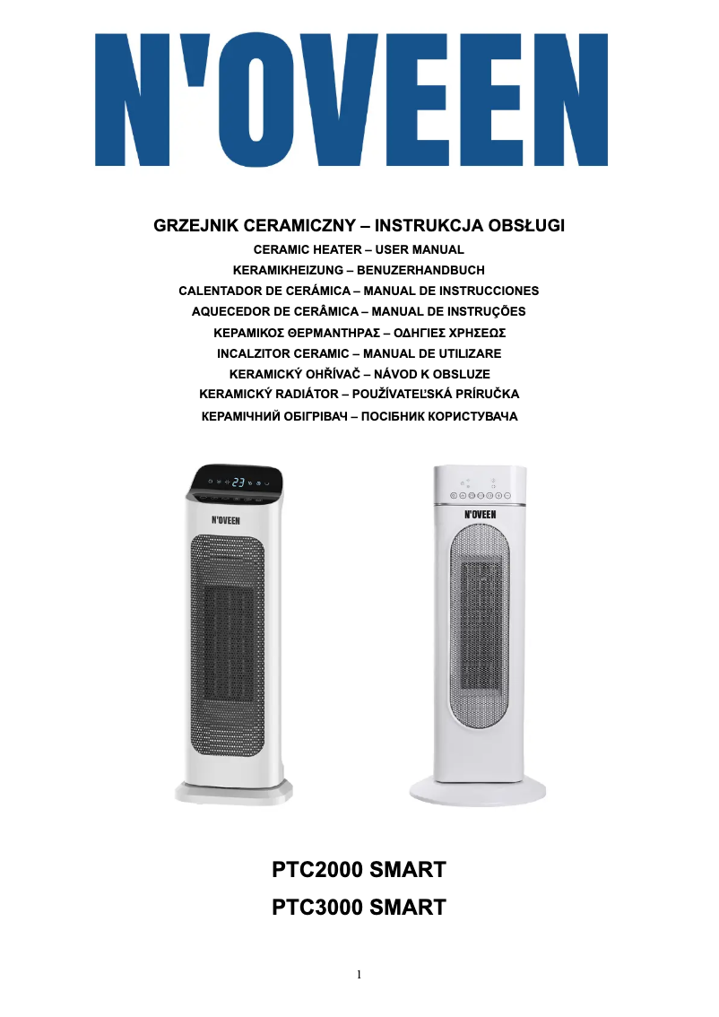 Page 1 de la notice Manuel utilisateur N'oveen PTC2000 Smart