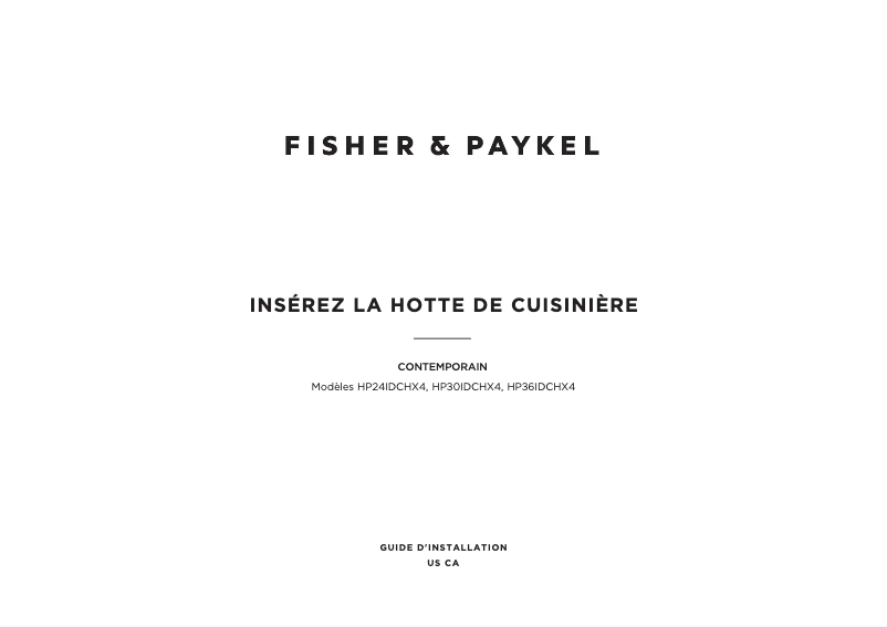 Page 1 de la notice Guide d'installation Fisher & Paykel HP24IDCHX4