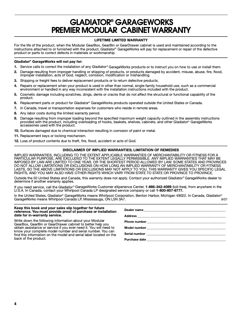 Page 1 de la notice Mode d'emploi Gladiator GAGD275DZW