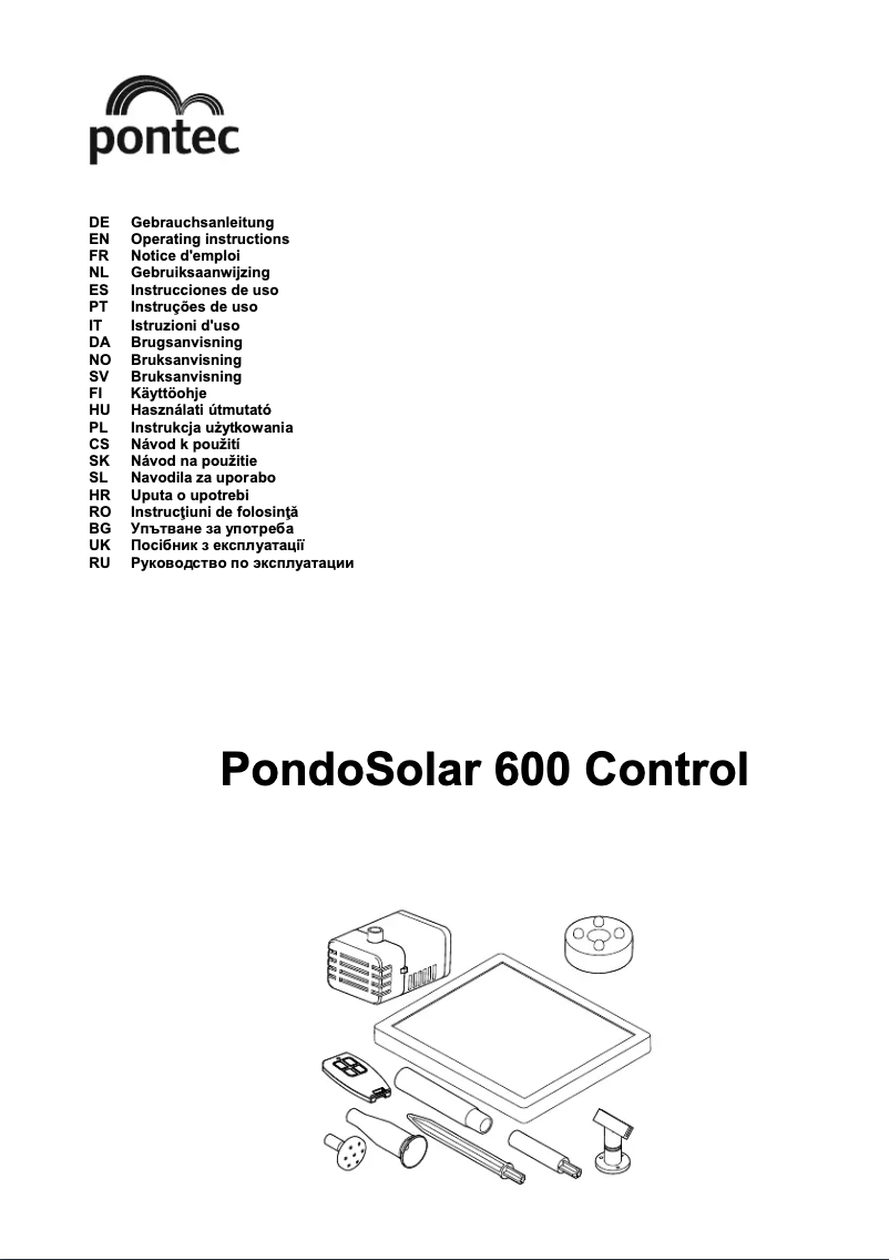 Image de la première page du manuel de l'appareil PondoSolar 600 Control