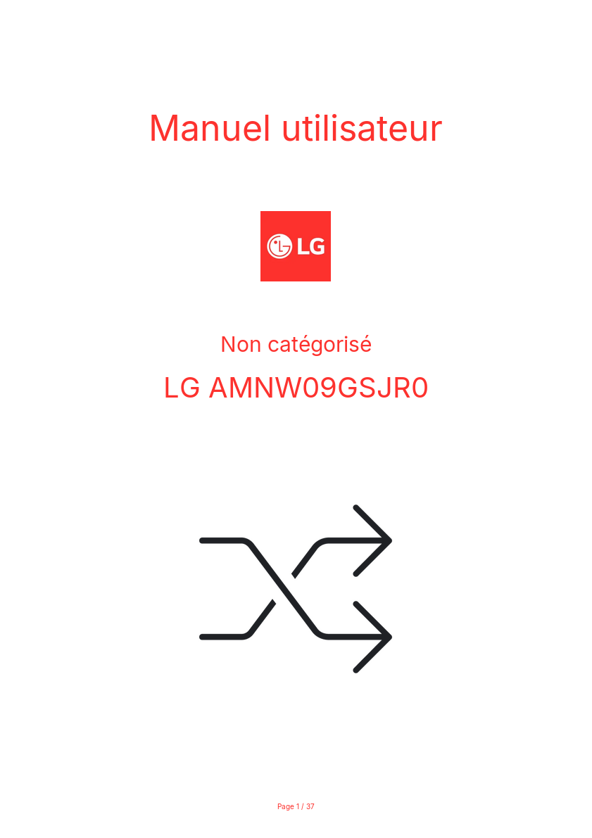 Image de la première page du manuel de l'appareil AMNW09GSJR0