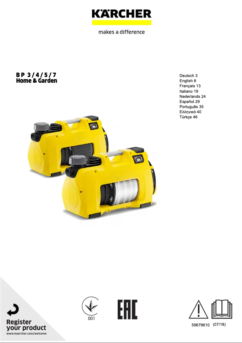 Page 1 of the manual User Manual Kärcher BP 4 Home & Garden