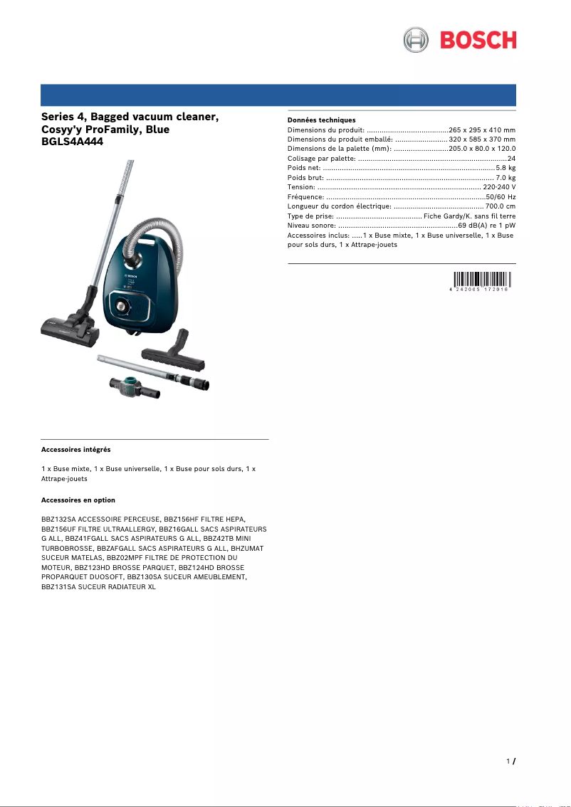 Image de la première page du manuel de l'appareil BGLS4A444