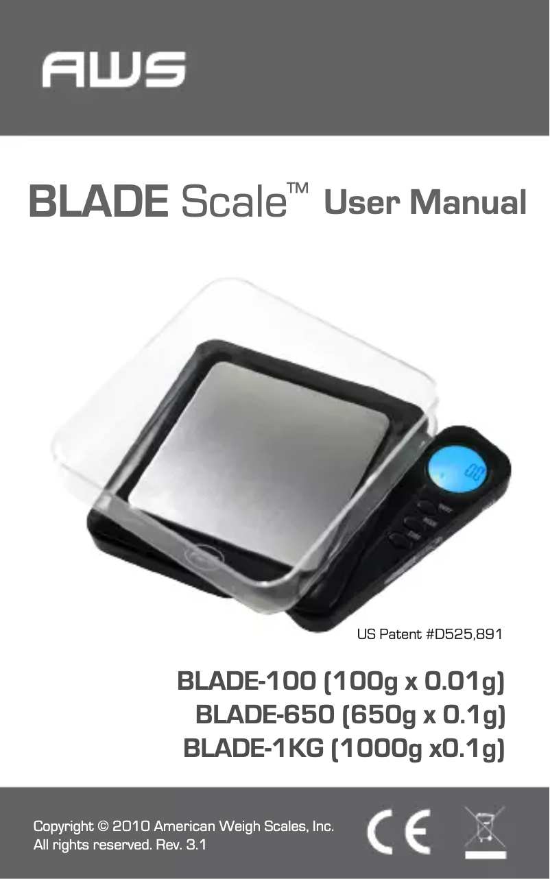 Page n°1 - Manuel utilisateur American Weigh Scales BL-650