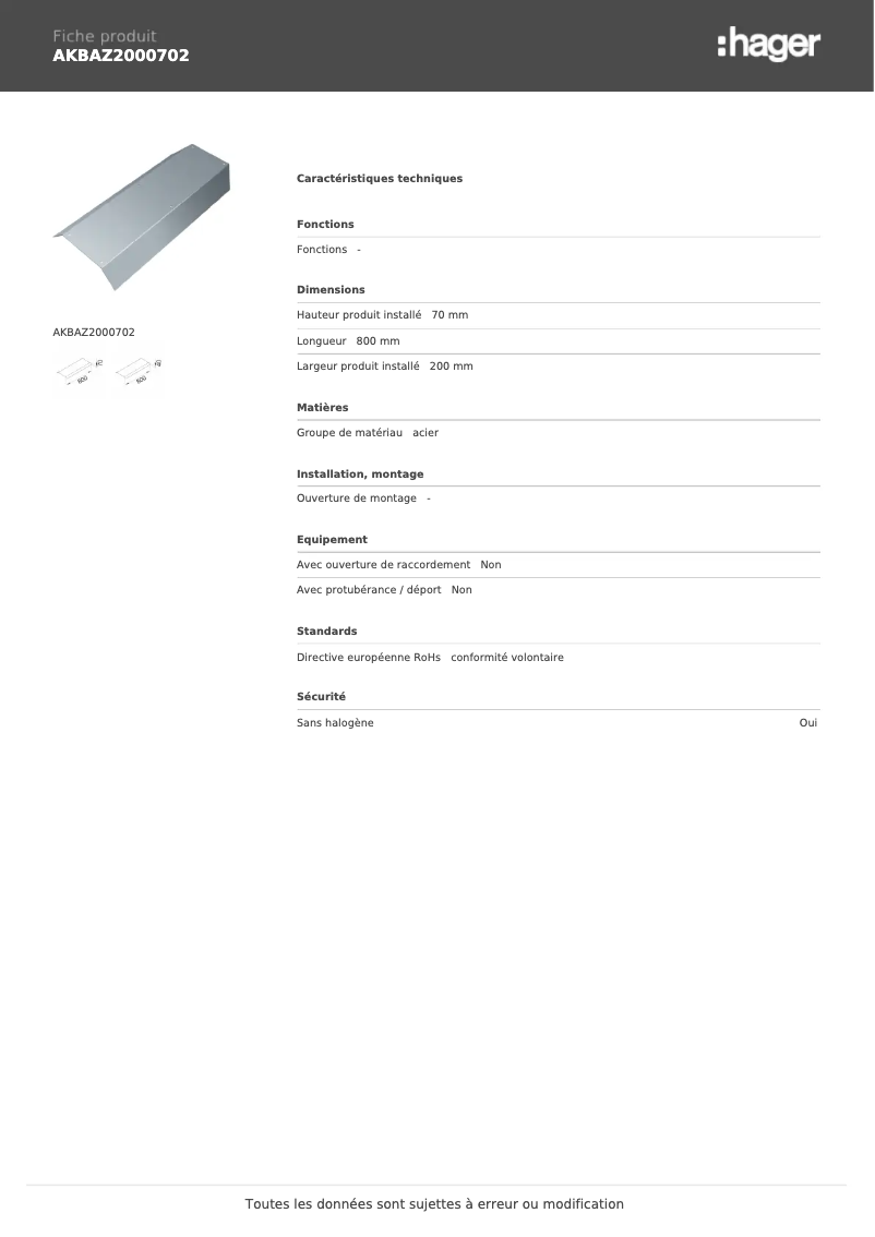 Image de la première page du manuel de l'appareil AKBAZ2000702