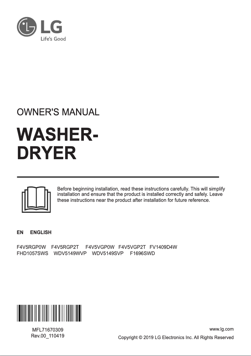 Page 1 de la notice Manuel utilisateur LG FHD1057SWS