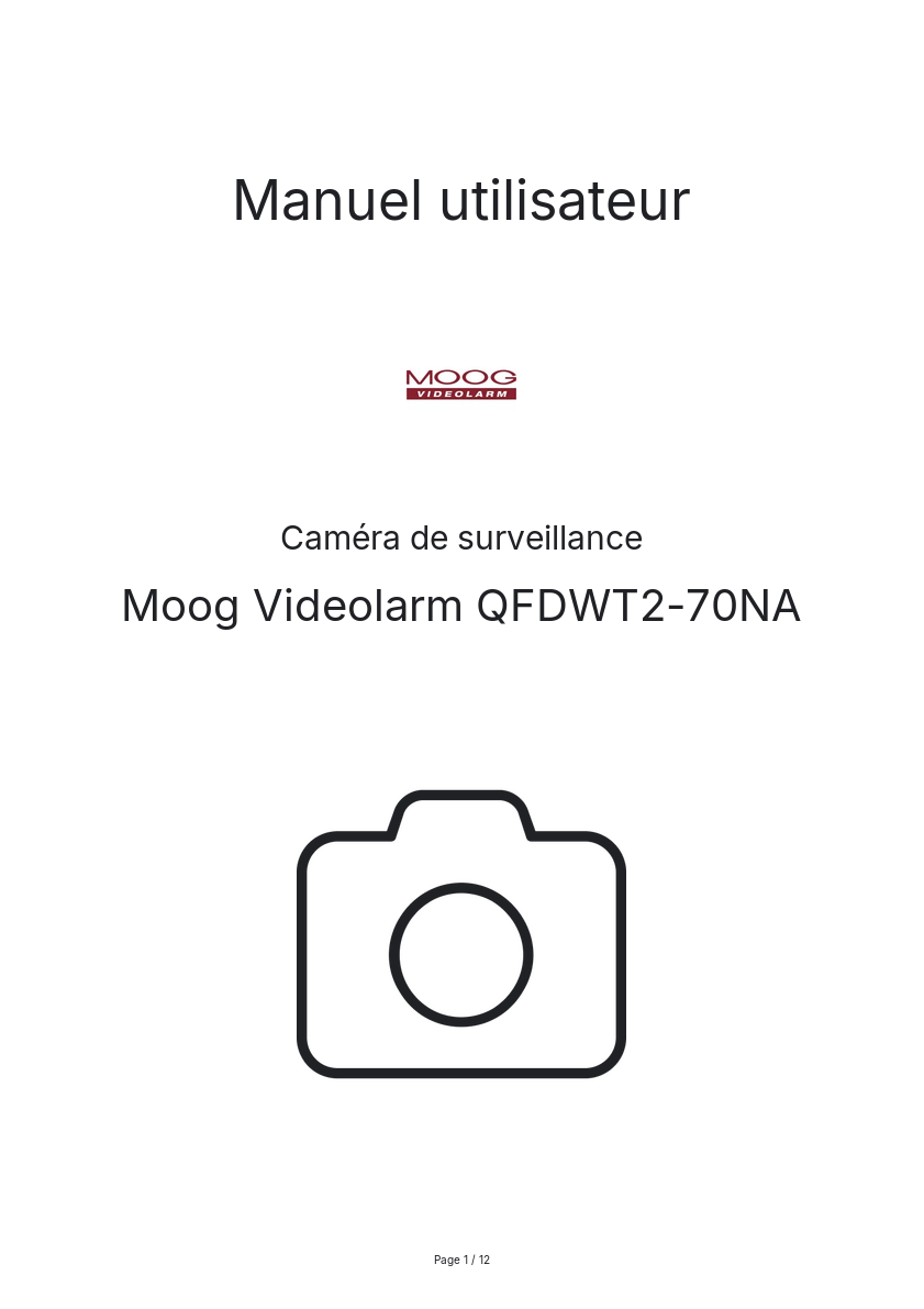 Page n°1 - Manuel utilisateur Moog Videolarm QFDWT2-70NA