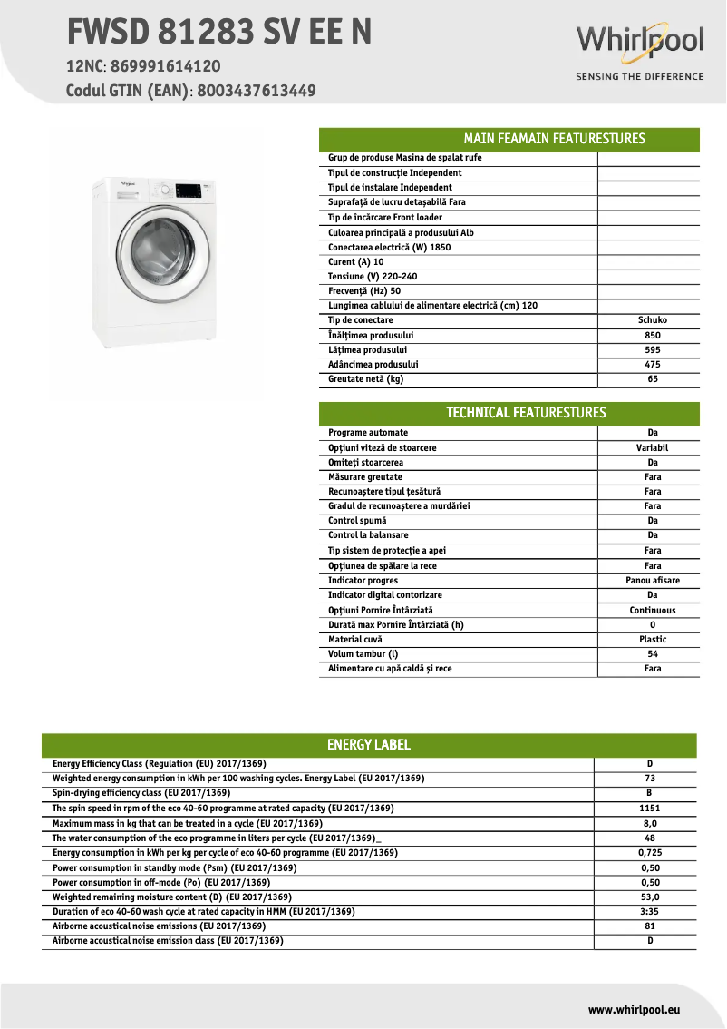 Imagen de la primera página del manual del dispositivo FWSD 81283 SV EE N