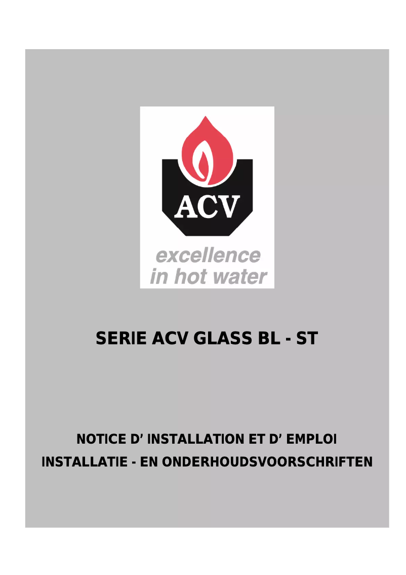 Page n°1 - Manuel utilisateur ACV BL 200 S
