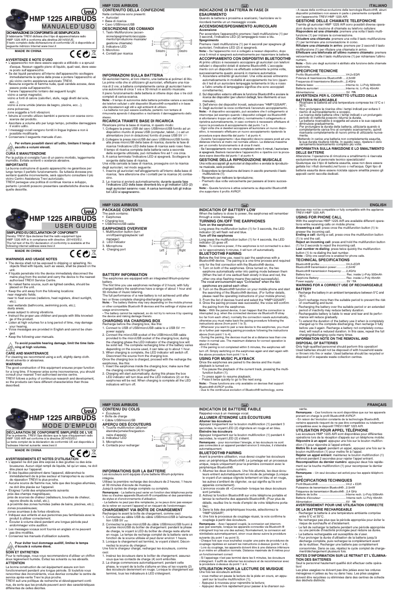 Page n°1 - Manuel utilisateur Trevi HMP 1225