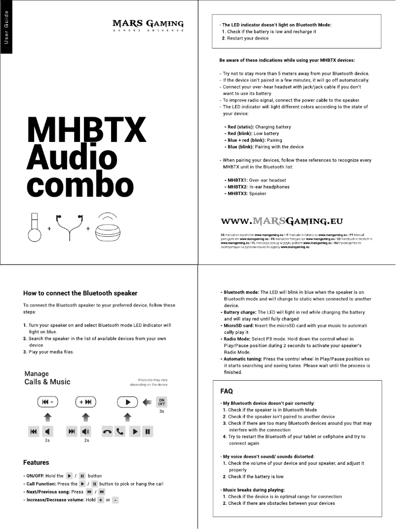 First page image of the manual for MHBTX