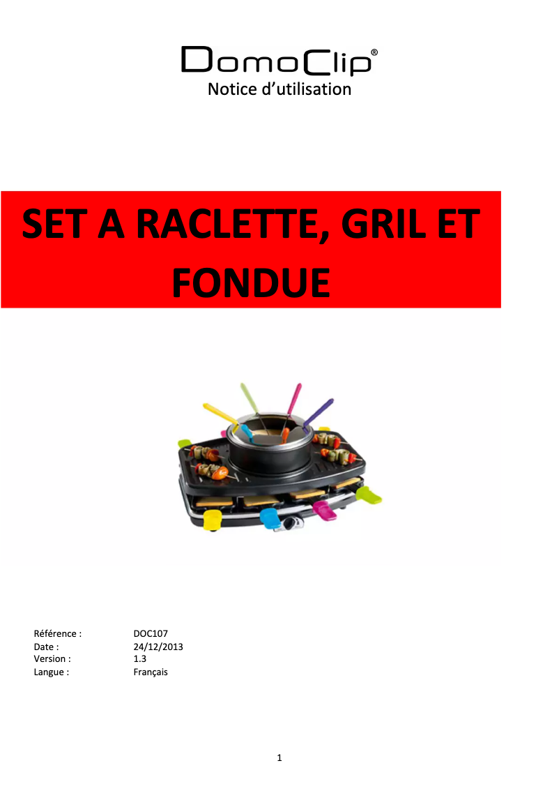Page n°1 - Manuel utilisateur Domoclip DOC107