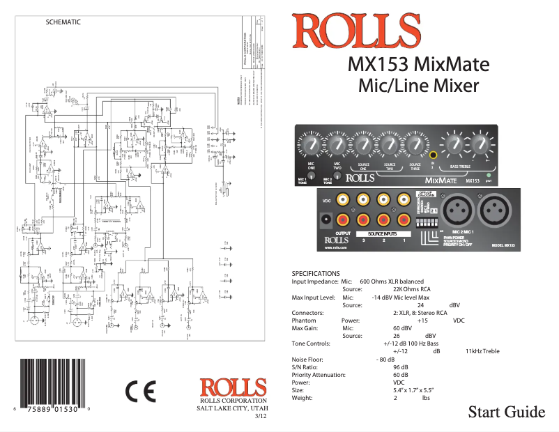 Page n°1 - Guide de démarrage rapide Rolls MixMate MX153