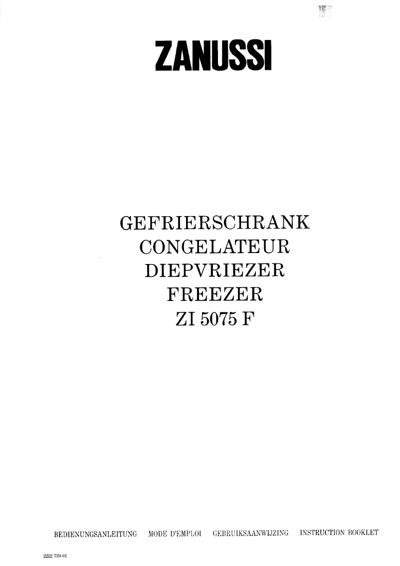 Page 1 de la notice Manuel utilisateur Zanussi ZI 5075