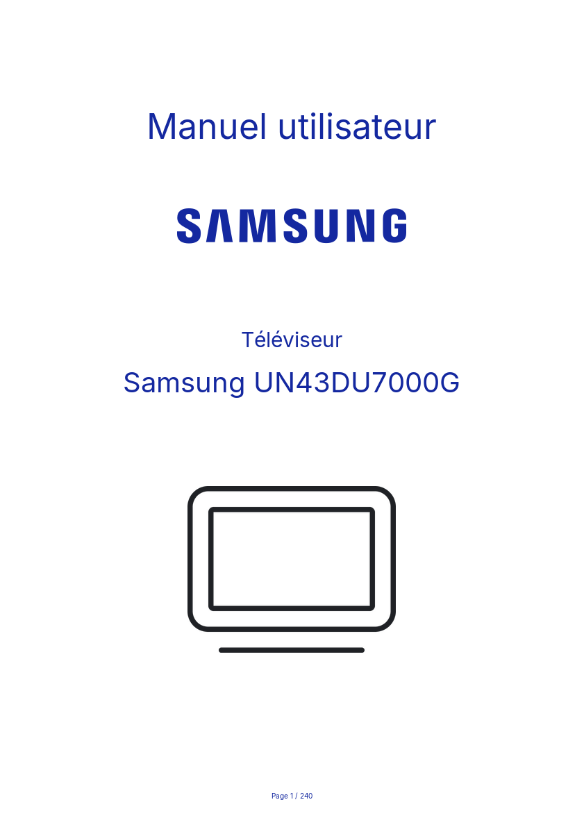 Image de la première page du manuel de l'appareil UN43DU7000G