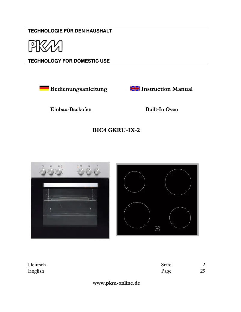 Image de la première page du manuel de l'appareil BIC4 GKRU-IX-2