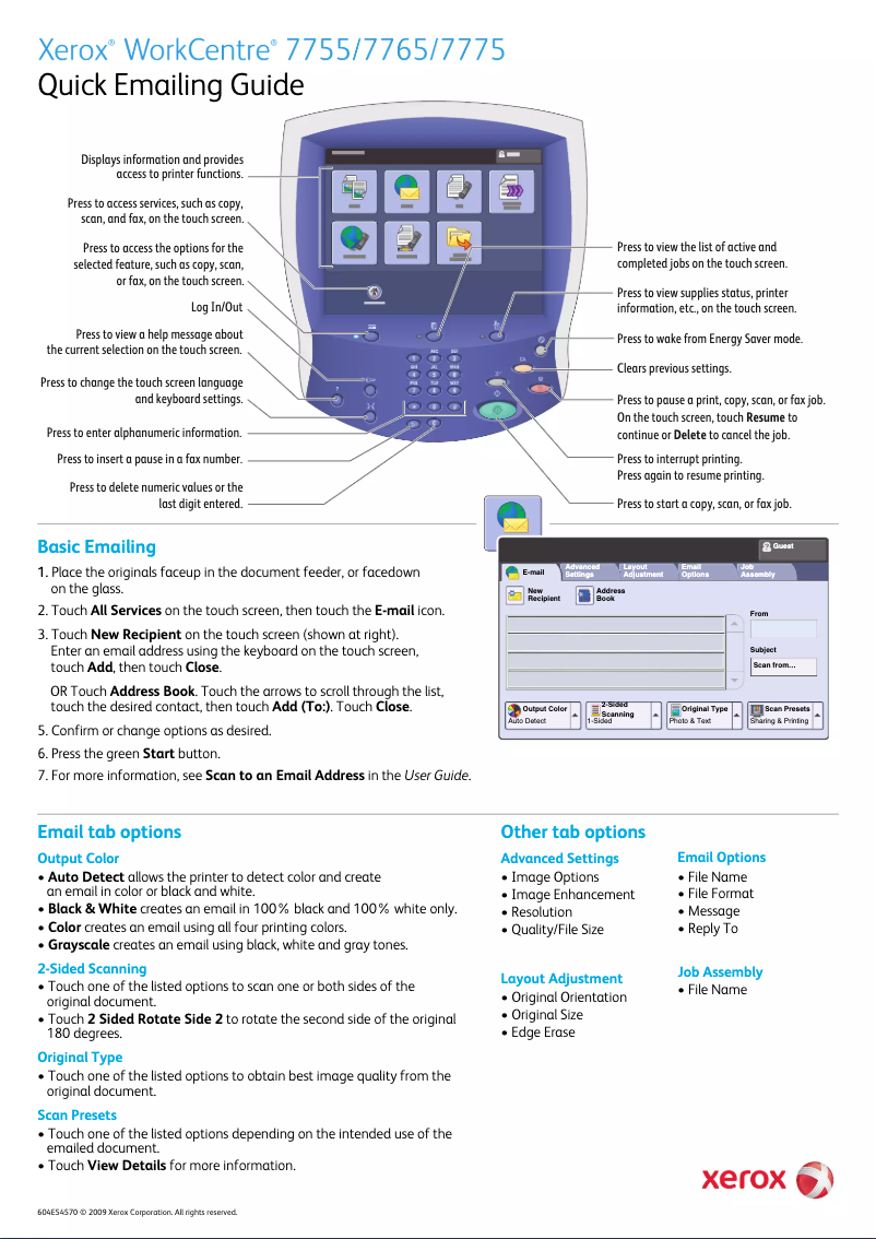 Page n°1 - Guide de démarrage rapide Xerox WorkCentre 7765