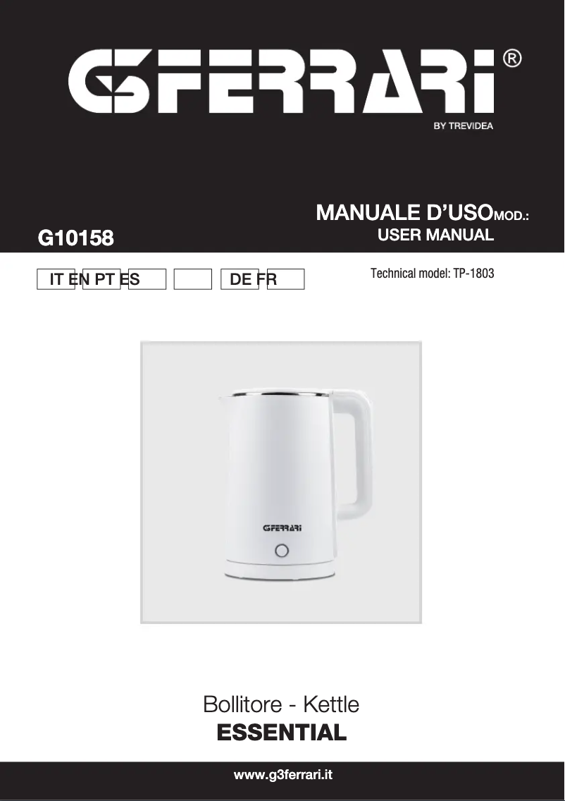 Page 1 of the manual User Manual G3 Ferrari Essential G10158