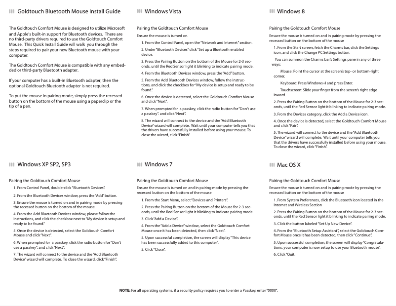 Page 1 de la notice Manuel utilisateur Goldtouch Bluetooth KOV-GTM-B