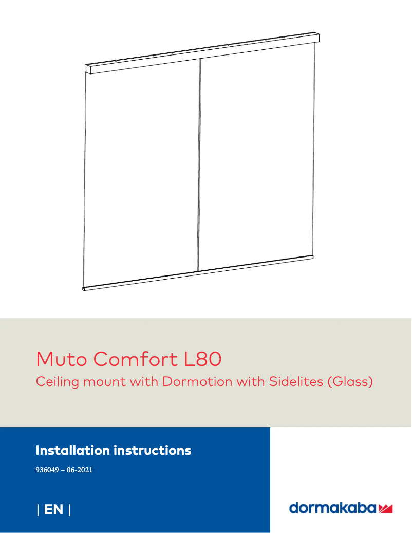 Page 1 de la notice Manuel utilisateur Dormakaba MUTO Comfort