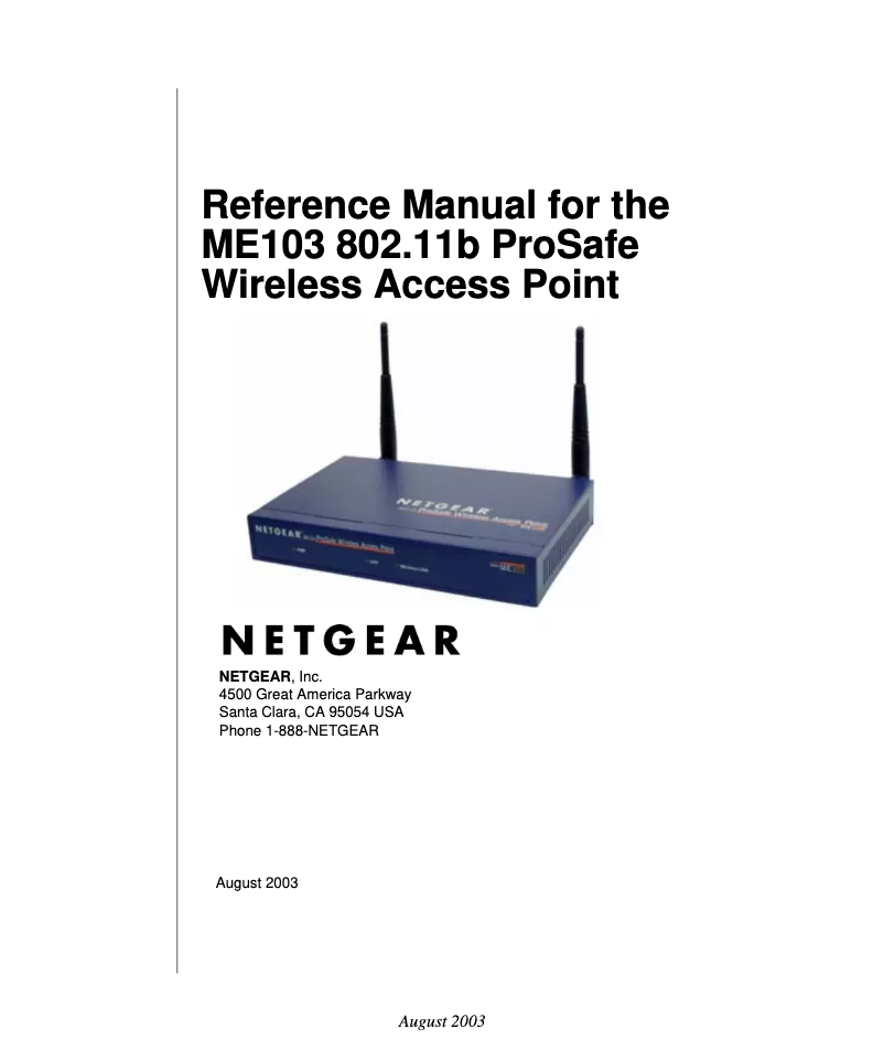 Page n°1 - Manuel utilisateur Netgear ProSafe ME103