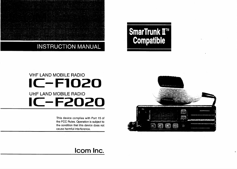 Page n°1 - Manuel utilisateur ICOM IC-F1020