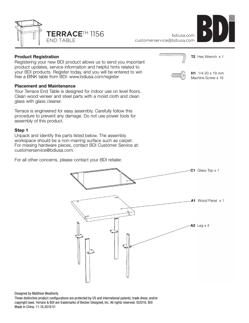 Page n°1 - Instructions / montage BDI Terrace 1156