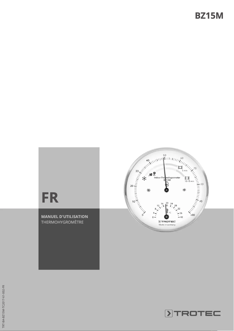 Page 1 de la notice Manuel utilisateur Trotec BZ15M