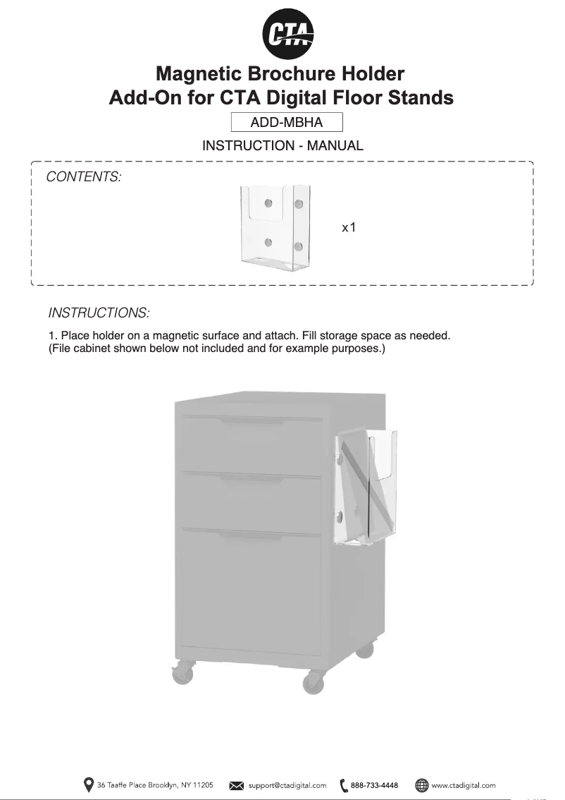 Page 1 de la notice Manuel utilisateur CTA Digital ADD-MBHA