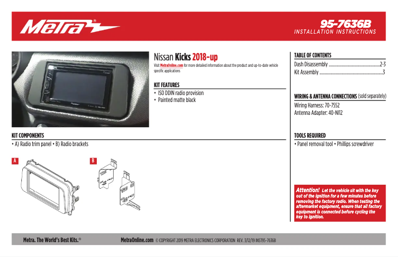 Page n°1 - Manuel utilisateur Metra 95-7636B
