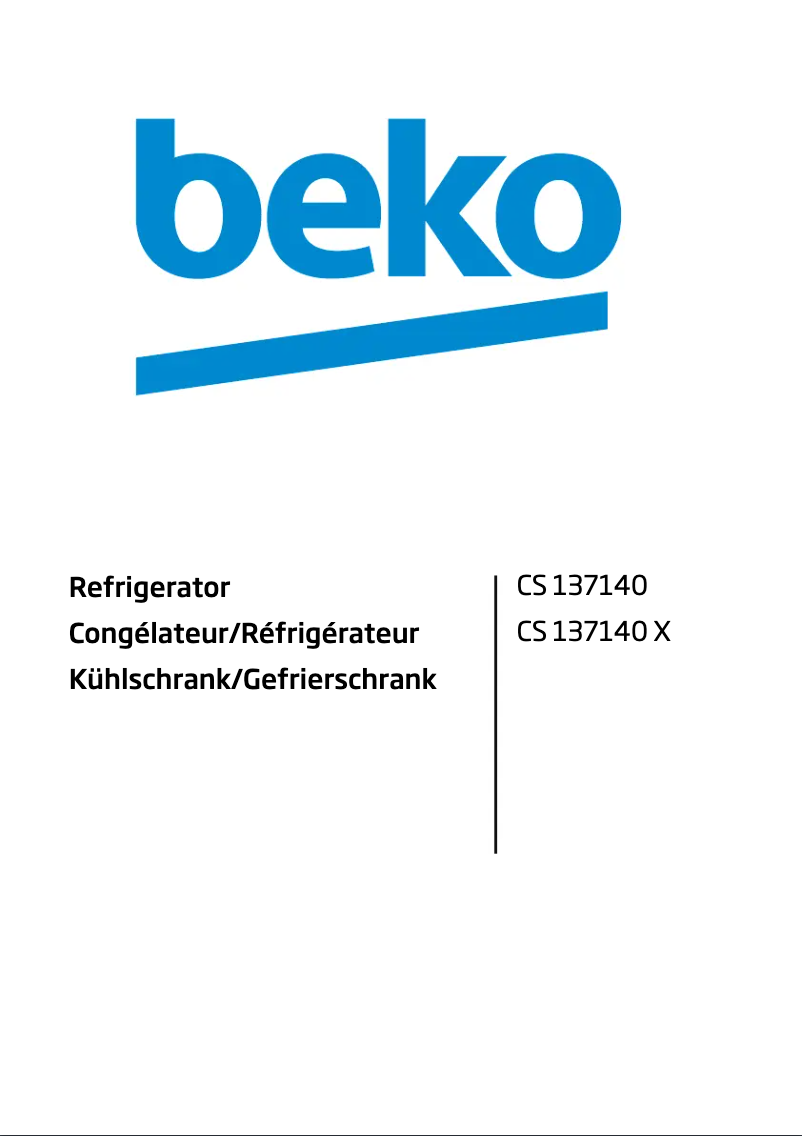 Page n°1 - Manuel utilisateur Beko CS 137140