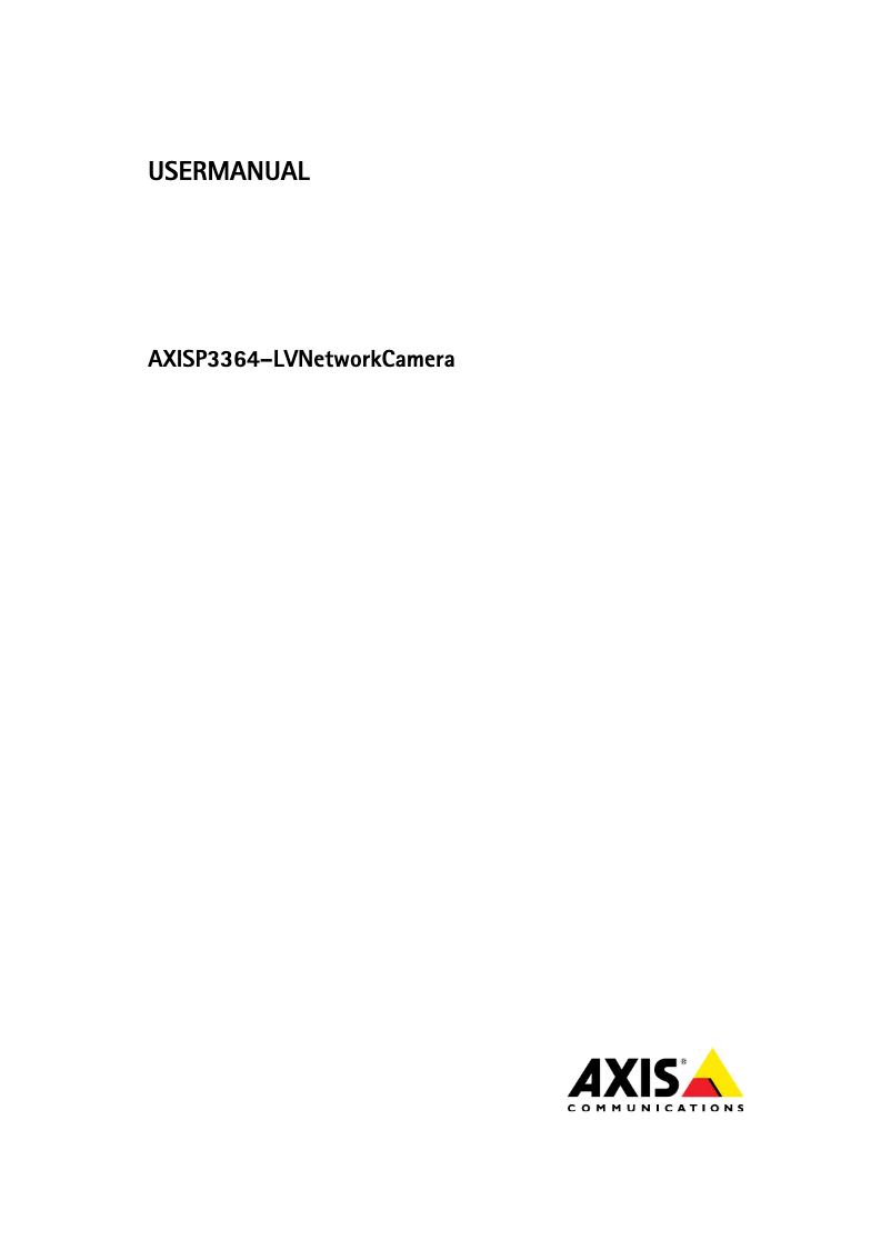 Page 1 de la notice Manuel utilisateur Axis P3364-LV