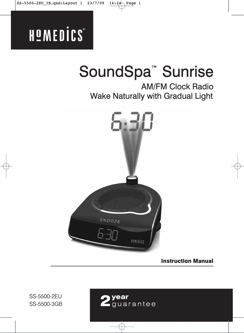 Page 1 de la notice Manuel utilisateur Homedics SoundSpa Fusion SS-5500