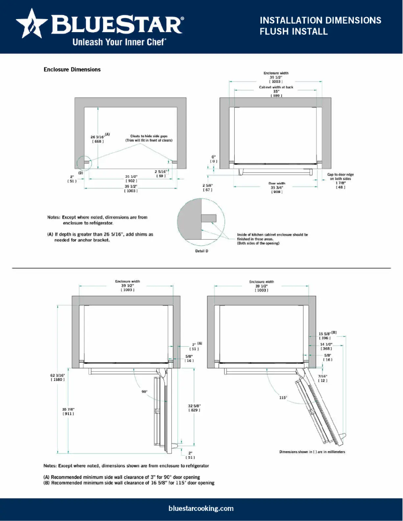 Página 1 del manual Guía de instalación BlueStar BBB36L2
