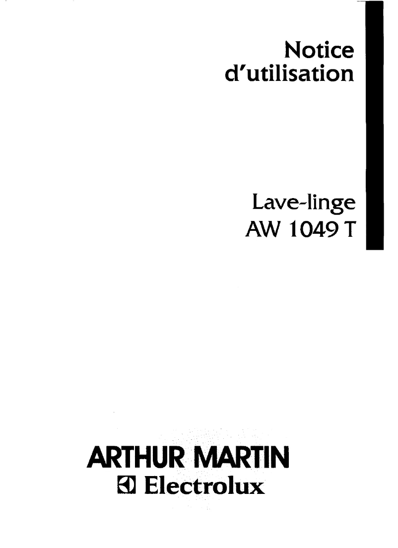 Page 1 de la notice Manuel utilisateur Arthur Martin-Electrolux AW 1049 T1