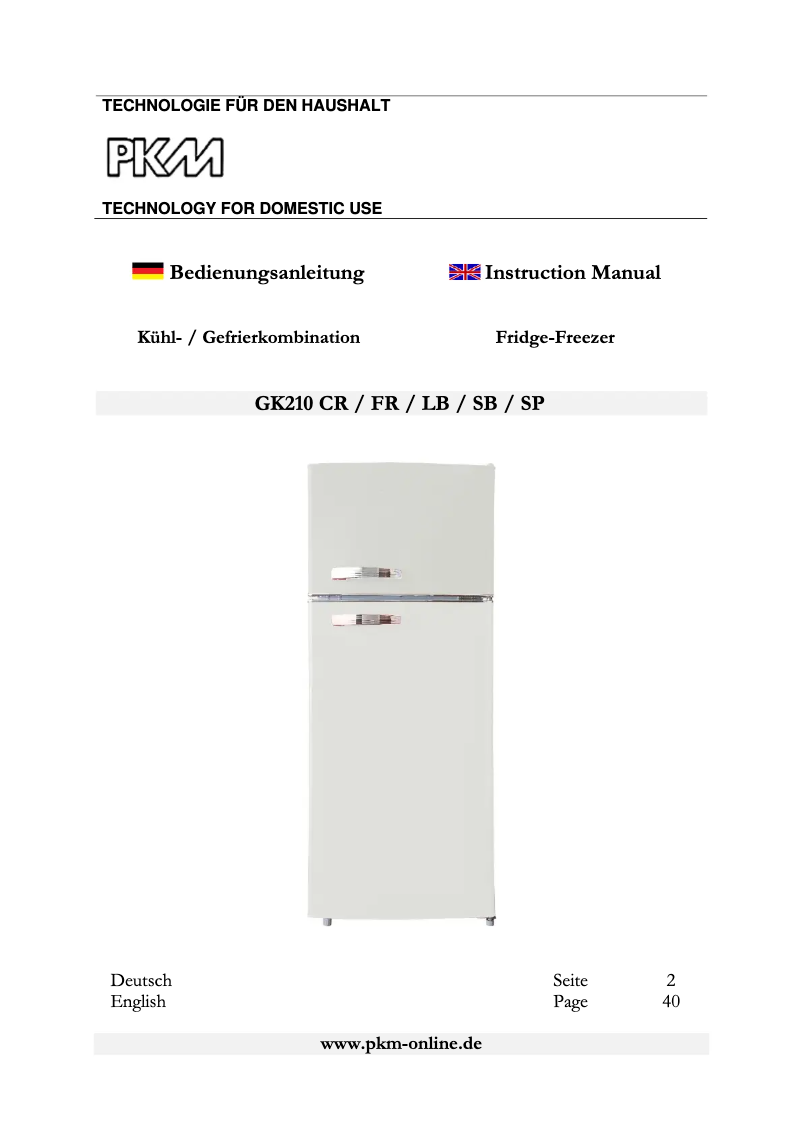 Image de la première page du manuel de l'appareil GK210 CR