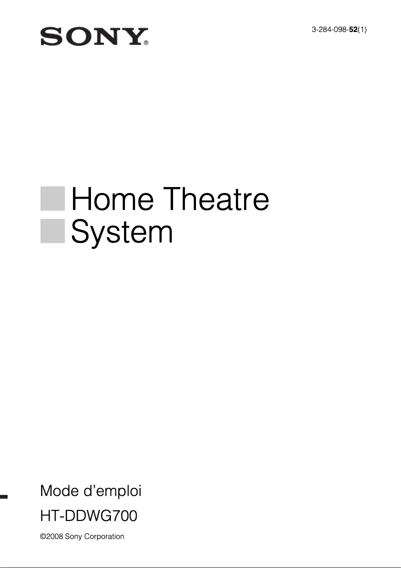 Image de la première page du manuel de l'appareil HT-DDWG700